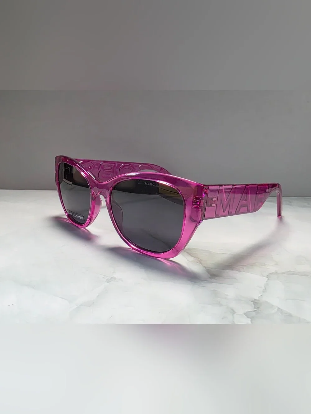 Marc Jacobs Pink Transparent Logo Sunglasses